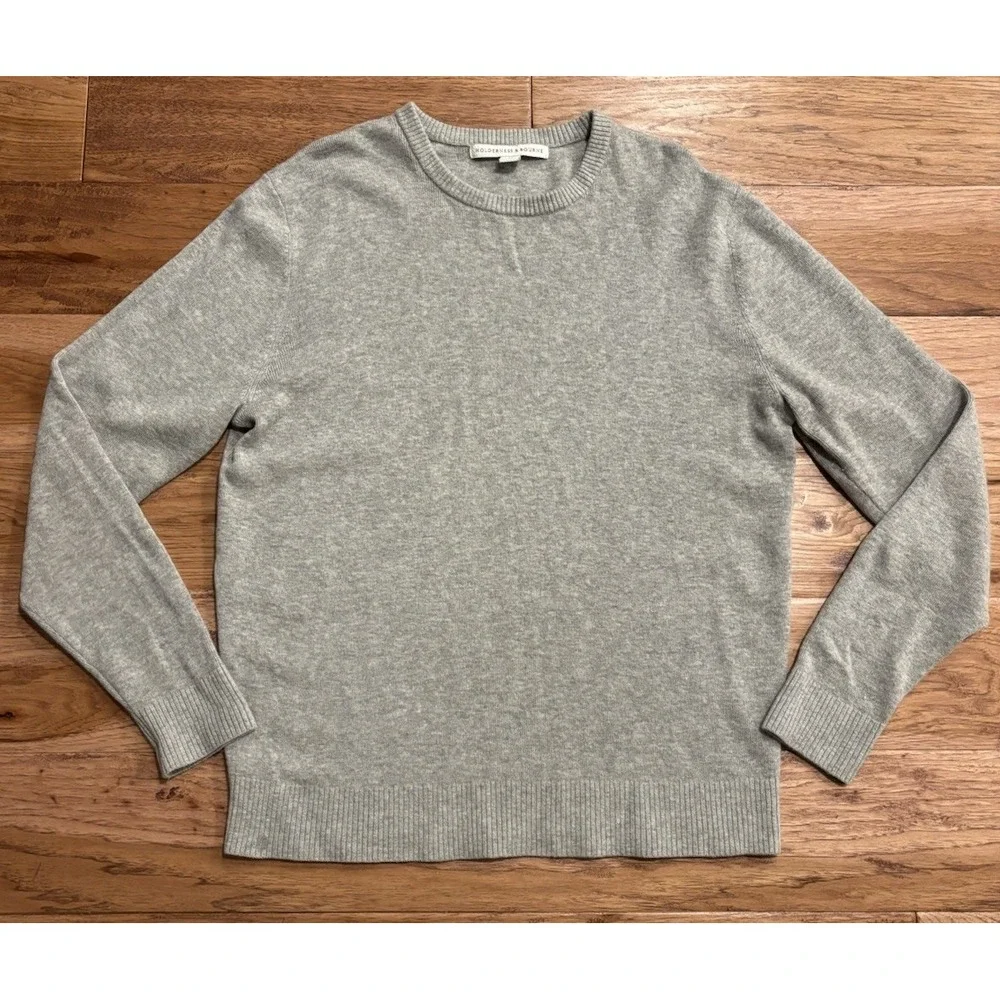 Holderness Bourne Sargent Merino Wool Cashmere Sweater Gray Tailored Mens Medium